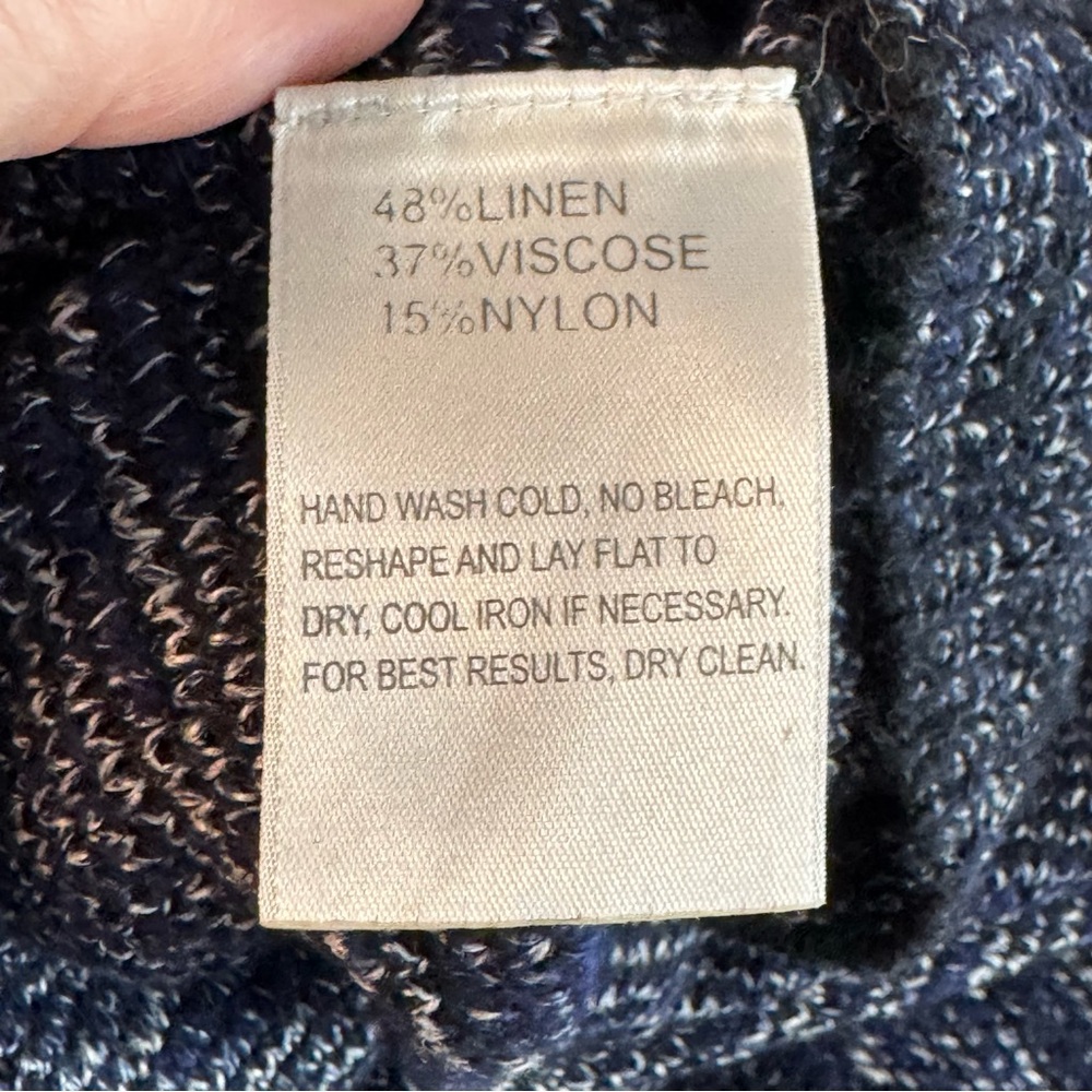 Women’s Eileen Fisher Size 1X Blue/White Linen/Viscose/Nylon Tunic LL Sweater - Picture 11 of 11